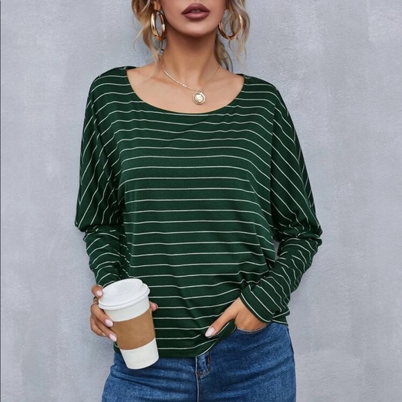 Boho striped drop shoulder long sleeve top - Picture 5 of 15